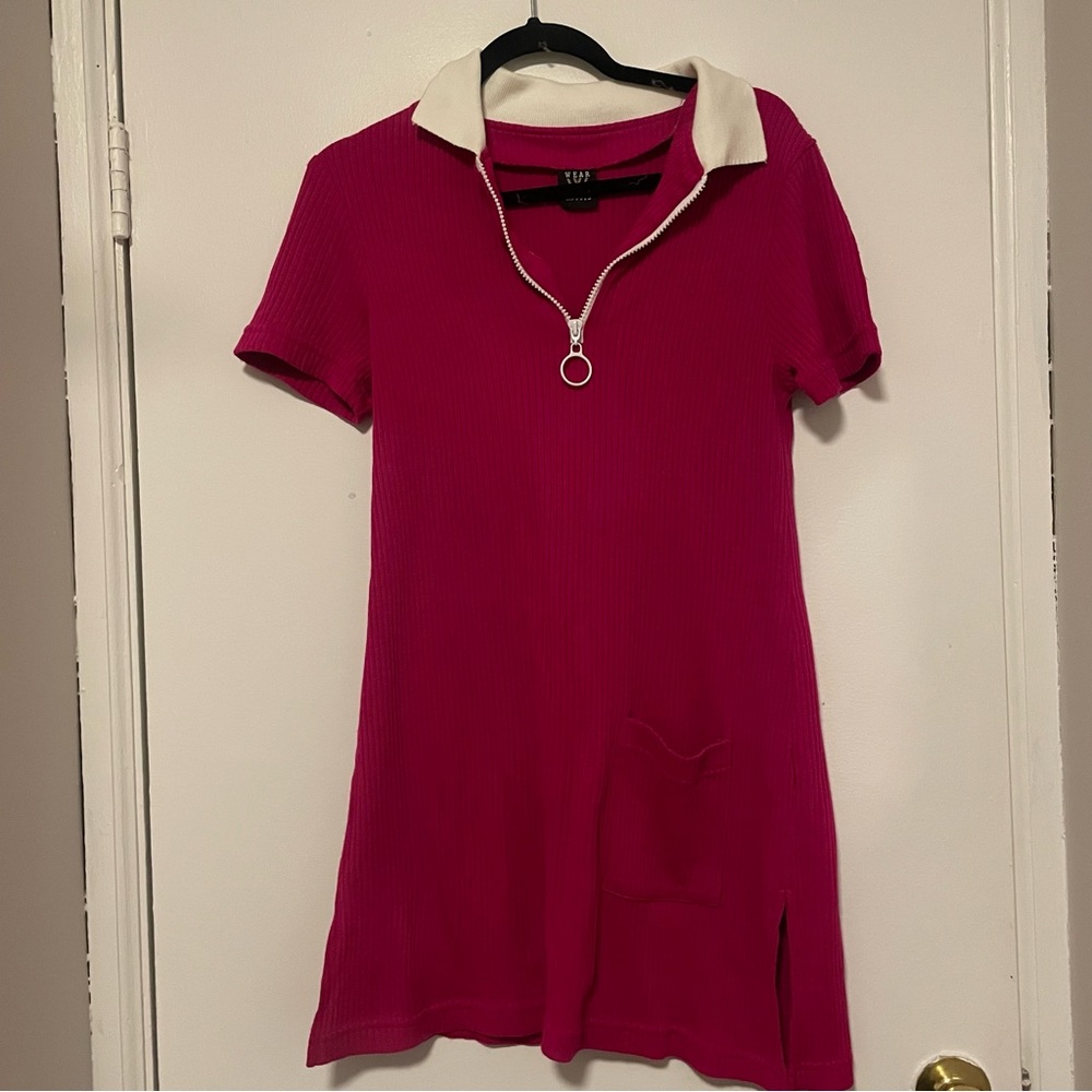 Hot pink mini dress